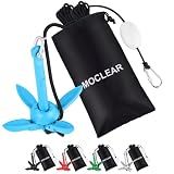 Moclear Kayak Anchor Kit, 1.5 lb Compact Folding Grapnel Anchor for Kayaks, Canoes, SUPs, Jet Skis, Small Boats - Lightweight Portable Marine Boat Anchor with Rust-Resistant Design (Blue)