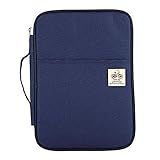 JAKAGO A4 Travel Portfolio Multifunctional Document Organizer Zippered Case for Office Supplies (blue)