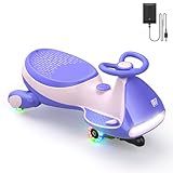FanttikRide N7 Pro Electric Wiggle Car with Pedal, Rechargeable Battery, CyberWiggle, 2 in 1 Swing Car, 2 Speeds Max 4 Mph, Anti-Rollover, Flashing Wheels, Bluetooth, for Ages 3 and Up, 150 Lbs, Pink