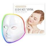 SDKWDH LED Face Mask Light Therapy, Red Light Therapy Mask with 7 Colors, 850nm Infrared & Red Light Therapy for Face, Portable Anti-Aging Skin Rejuvenation Tool with Timer for Home Use