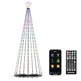 Outdoor Prelit LED Waterproof Smart Christmas Cone Tree with RemoteTimer App Control Valentines Tree Mystical Glow String Lights Arbol de Navidad Outside Decor year round outdoor lights for house