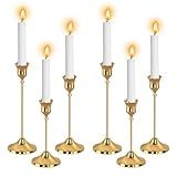 6pcs Gold Candle Holders, Candlestick Holders Taper Candle Holders for Pillar Candles Sticks Holder Decor Halloween Christmas Decorations Candle Candelabros para Centros de Mesa (Gold)