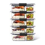 Rubbermaid Brilliance Meal Prep Containers, 2-Compartment Food Storage Containers, 2.85 Cup, 5-Pack, BPA-Free, Clear/Grey