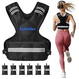 ExtreSpo Adjustable Weighted Vest for Women and Men, 11-20lb Weight Vest with 6 Ironsand Weights, Body Weight Vest Exercise Set with Reflective Strip for Strength Training and Workout