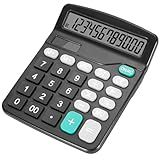 DANRONG Desktop Calculator with Big Buttons, Dual Power Source, Solar and Battery, Large Display Screen - Perfect for Office, Teachers, and Students (Black)