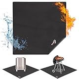 DocSafe 40" Square Fire Pit Mat Under Grill Mat,4 Layers Fireproof Indoor Fireplace Pad Heat Insulated Protect for Decks,Patios,Grass,BBQ Smoker,Portable Reusable Oil-Proof and Waterproof, Black