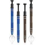 Honoson 4 Pcs Piercing Ball Grabber Tool 4-claw Jeweler's Pick up Tool Stainless Steel 4 Prongs Pickup Holder Grabber Claw for Ic Chip Electronic Component Nail Clamping Gem (Bronze and Blue)