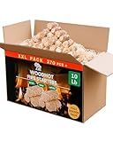 WH 370 pcs Natural Fire Starters for Indoor Fireplace - 10lb Large Box - Long-Burning Charcoal Starters - Odorless Firestarters for Wood Stove, Chimney, Campfires & Grill - Quick Ignite