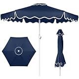 Best Choice Products 7.5ft Patio Market Umbrella with Wavy Trim, UV-Fade-Resistant 210g Canopy, Crank & Tilt, Wind Vent, Heavy-Duty Frame - Navy Blue