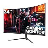 CRUA 24 Inch 200hz/180hz Curved Gaming Monitor, FHD 1080P Frameless Computer Monitors, Support AMD freesync Low Motion Blur, Eye Care, DisplayPort, HDMI, Compatible Wall Mountable Installs-Black