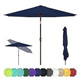 GREENVINES 9-FT-Patio-Umbrella | Outdoor-Table-Umbrellas | 8 Sturdy Fiberglass Ribs | Push Button Tilt & Crank | Waterproof | Market Umbrella | for Pool Backyard Garden Deck | Navy Blue