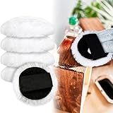 4 Pcs Lambswool Stain Pad 4 Inch Wood Stain Applicator Pads No Waste Reusable Lambswool Wax Applicator Staining Pads for Wood for Latex Oil Based Finishes Paints Buffing polishing