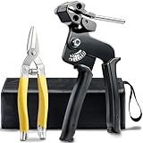 Stainless Steel Zip Tie Gun Kit with Industrial Scissors - Heavy Duty Metal Zip Ties Tensioner & Cutter Tool for Electrical, Used to Repair Outdoor Fences, Pipes, Chain Links, Garden Farm.