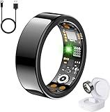 Health Tracker Ring, Smart Health Ring for Women Men with Heart Rate, Blood Oxygen, Sleep Monitor, Steps,Calories, No Subscription Fee, IP68 Waterproof Smart Ring for iPhone & Android (Black, 12)