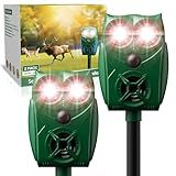 Solar-Powered Ultrasonic Animal Repellent with Motion Sensor, Waterproof Deer Repellent Device with LED Flashing Lights, Perfect for Outdoor Yards, Effective to Repel Deer, Coyotes, Raccoons, and Cats
