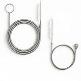 Walsunte 2-Pack Long Pipe Cleaners - 61" & 40" Stainless Steel Tube Cleaning Brush Set, Flexible Sunroof Drain Cleaning Tool for Sink, Refrigerator, Aquarium, Car Maintenance