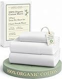 LANE LINEN 100% Organic Cotton White Twin XL Sheets Set 3-Piece Pure Percale Soft Bedding Breathable Fits Mattress Upto 15" Deep