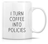Retreez Funny Mug - I Turn Coffee Into Policies Insurance Agent 11 Oz Ceramic Coffee Mugs - Funny, Sarcastic, Motivational, Inspirational birthday gifts for friends, coworkers, siblings, dad or mom