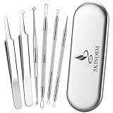 Blackhead Remover Pimple Popper Tool Kit, 6-in-1 Blackhead Comedone Acne Blemish Pimple Extractor Tool Kit Tweezers Kit Skin Care Tools for Face