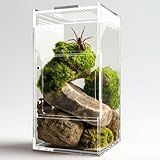 ZENWUKONG Jumping Spider Enclosure - Acrylic Terrarium Habitat for Spiders, Tarantulas, Snail, Mantis, Lizard, and Small Reptiles, Magnetic Doors (3x3x6 inch)