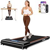 YRUN NeoSilent Walking Pad Treadmill Under Desk for Home & Office with BLDC Core and Extra-Large Belt, App Control, Portable and Compact for Small Space Orange Black