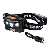Klein Tools 56048 Rechargeable LED Headlamp, Adjustable Fabric Strap, 400 lms, All-Day Runtime, for Work, Running, Outdoor Hiking