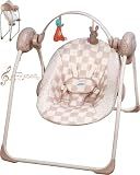 Baby Swings for Infants, Tiny Marvels Portable Swing with Adaptable Speed, Music, Removable-Toy-Bar, Foldable Infant Swing for Indoor and Outdoor Use, 0-9 Months 6-20 lbs(Sander Checker)