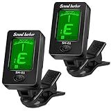 Guitar Tuner Clip On Ukulele Tuner 2 Pack for All Instruments Guitar Bass Ukulele Violin banjo Tuner