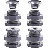 4 Pack 3/4 Inch Female PVC Bulkhead Fitting with Plug and Thick Silicon Seal Gasket,Rain Barrel Connector Kit