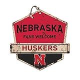 KH Sports Fan Nebraska Cornhuskers Fans Welcome Badge Sign, 20x20 Inches, Cornhuskers Decor for Dorm Room, Bedroom, Fan Cave, Living Room; Display Your Team Spirit with This Unique Nebraska Cornhuskers Wall Art