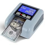 Cassida Quattro Fast Automatic Currency Counterfeit Detector with Advanced Sensors (UV,MG,IR,MT,Thickness,Size) - All-Orientation Feeding - Rechargeable Battery - 3.5" Value & Pass/Fail Display