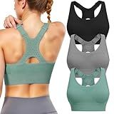 Sports Bras for Women High Support: Adjustable Strap 3 Pack High Impact Plus Size Supportive Padded Racerback Push up Sport Bra Multipack with Sewn in Pads for Large Bust Workout Running Gym Yoga