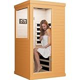 OUTEXER Far Infrared Sauna Home Sauna Spa Room Canadian Hemlock Wood 1200W Indoor Saunas Low EMF 110V with 7 Color Light and Tempered Glass Door, Room: 35.2 * 27.6 * 61.6Inch
