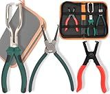 3Pcs Fuel Line Pliers Set, 9 Inch Fuel Filter Caliper/Fuel Line Petrol Clip Pipe Pliers/80 Degree Disconnect Pliers Clamp Tool Set with Storage Case for Auto Maintenance