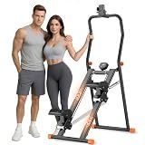 EPHESPORT Stair Stepper for Home Gym, 2.0 Stair Climber with Multi-Level Adjustable Resistance, Non-Slip Pedals, Digital Monitor & Phone Holder, Foldable Stepper for Legs Glutes Cardio (Black＆Orange)