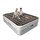 DIVON Queen Air Mattress with Built in Pump Raised, 2 Min Self Inflatable Mattress, 18’’ Blow up Mattress for Adults, 660 LBS Portable Air Bed for Guest, Camping, Travel & Floor, Brown