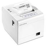 Volcora Thermal Receipt Printer, 80mm POS Printer w/Auto Cutter, USB/Ethernet Interface for Windows/MAC/Linux, ESC/POS Command Support Cash Drawer, High Speed Kitchen Printer, Wall Mount (White)