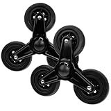 KiBcsLic 2X Foldable Shopping Cart Wheels Anti Slip Accessories Easily Install with Metal Bracket Black Stair Climber Wheels