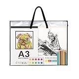 SUNEE 19x25 Art Portfolio Bag, Artist Supply Organizer with Handle, Zippered Storage Folder for Artwork, Poster, Scrapbook, Keepsake and Bulletin Board
