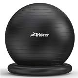 Trideer Exercise Yoga Ball Chair with Base for Home Office Desk, Stability & Fitness Ball Seat to Relieve Back Pain, Home Gym Workout for Abs, Pregnancy Ball with Pump