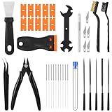 38PCS 3D Printer Tools, 3D Printer Tool Kit with Nozzle Cleaner, Scraper, Files, Wire Cutter, Craft Knife, Wrench & Tweezers for 3D Printing Cleaning, Finishing and Removing