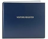 BookFactory Visitor Log Book Visitor Register Visitors Sign-in Book - 120 Pages, 8 7/8'' x 7'' - Blue Cover, Section Sewn Hardbound (Made in USA)