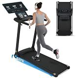 Merax Treadmill with Incline, 3.0HP Small Treadmills for Home, Portable Electric Treadmill with Bluetooth & Heart Rate Monitor, Compact Running Treadmills, Walking Pad with Handle, 300LBS Capacity