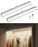 EZVALO 13inch Motion Sensor Closet Lights, 2 Pack Rechargeable LED Lights with Rotatable Sensor, Glare-Free, 3 Color Temps & Dimmable, Magnetic Cabinet Lighting for Closet, Pantry, Stairs