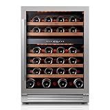Ca'Lefort Wine Fridge & Cooler - 24 Inch 52 Bottle Wine Cooler Refrigerator, 40-65°F Dual Zone Wine Refrigerator Glass Door, 3 LED Built-in or Freestanding Fridge for Home/Bar/Kitchen (5.65 cu.ft)