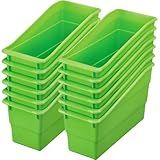 Really Good Stuff Durable Book and Binder Holders - 12 Pack, Green Neon, 5 ?" x 12 ?" x 7 ?", Classroom Organization, Storage Solution, Sturdy and Versatile