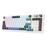 Redragon K719 Wireless Gasket Gaming Keyboard w/Hype Screen & Knob, 95 Keys Mechanical Keyboard, Easy-Control 1.14’’ TFT Info Display, 5-Layer Noise Dampener, Round PBT Keycaps, Mint Mambo Switch