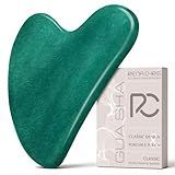 Rena Chris Gua Sha Facial Tools: Jade Stone Guasha Tool for Face Acupuncture Therapy, Facial Massager for Jawline Sculpting and Puffiness Reducing (Green)