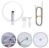 MUAECH 7 Pcs Refrigerator Drain Hole Clog Remover Cleaning Tool,Reusable Fridge Dredging Kit,Include Cleaning Syringe, 60IN Hose,3 Plunger, 1 Shovel, 1 Long Flexible Refrigerator Scrub Brush