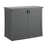 Suncast Lockable Outdoor Cabinet Storage for Patio, Garden and Backyard, 97 Gal, Cool Gray